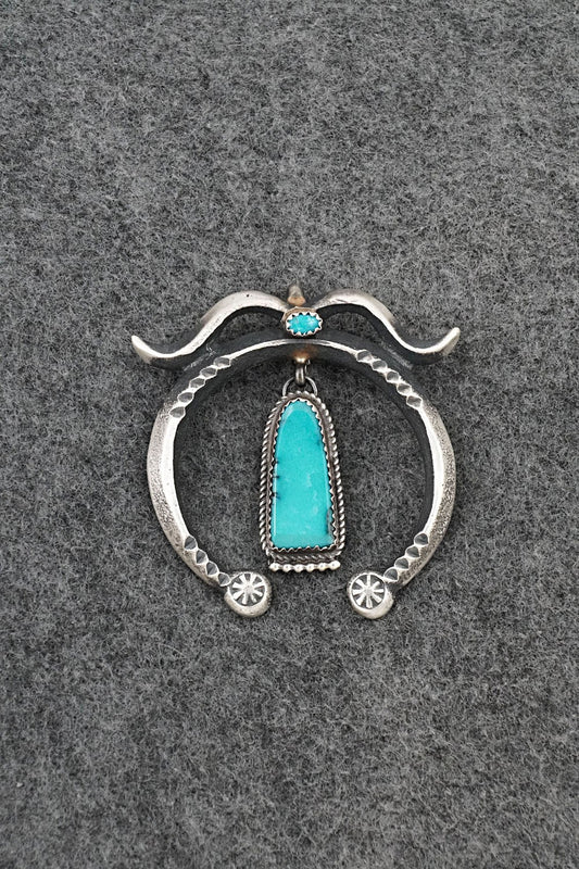 Turquoise and Sterling Silver Pendant - Martha Cayatineto