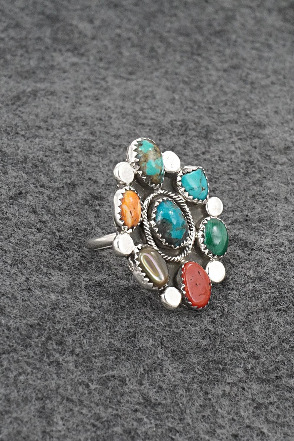 Multi-Stone & Sterling Silver Ring - Priscilla Reeder - Size 8