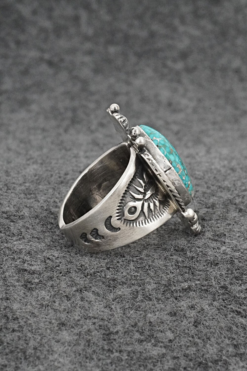Turquoise & Sterling Silver Ring - Samuel Yellowhair - Size 7