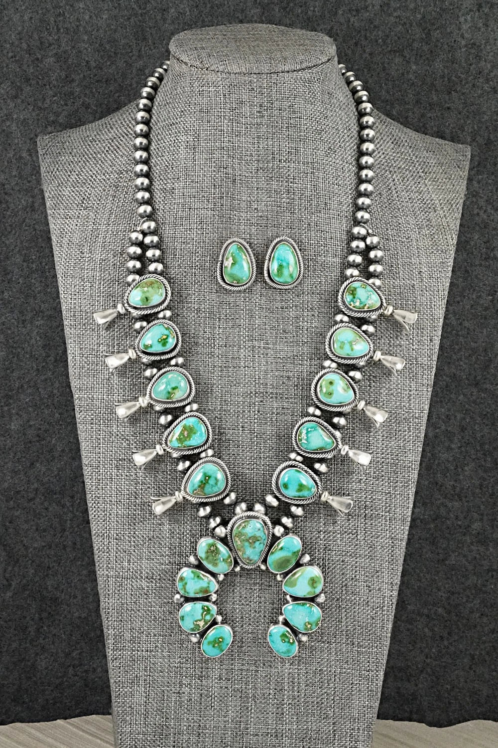 Turquoise & Sterling Silver Squash Blossom Set - Darrin Livingston