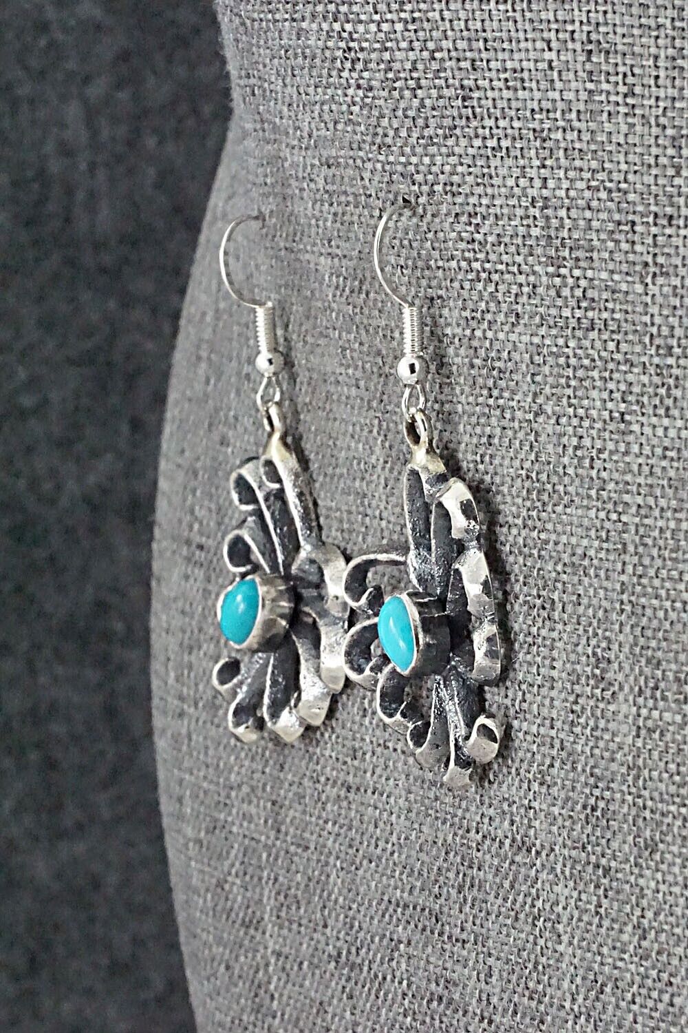 Turquoise and Sterling Silver Earrings - Mekechto Jim