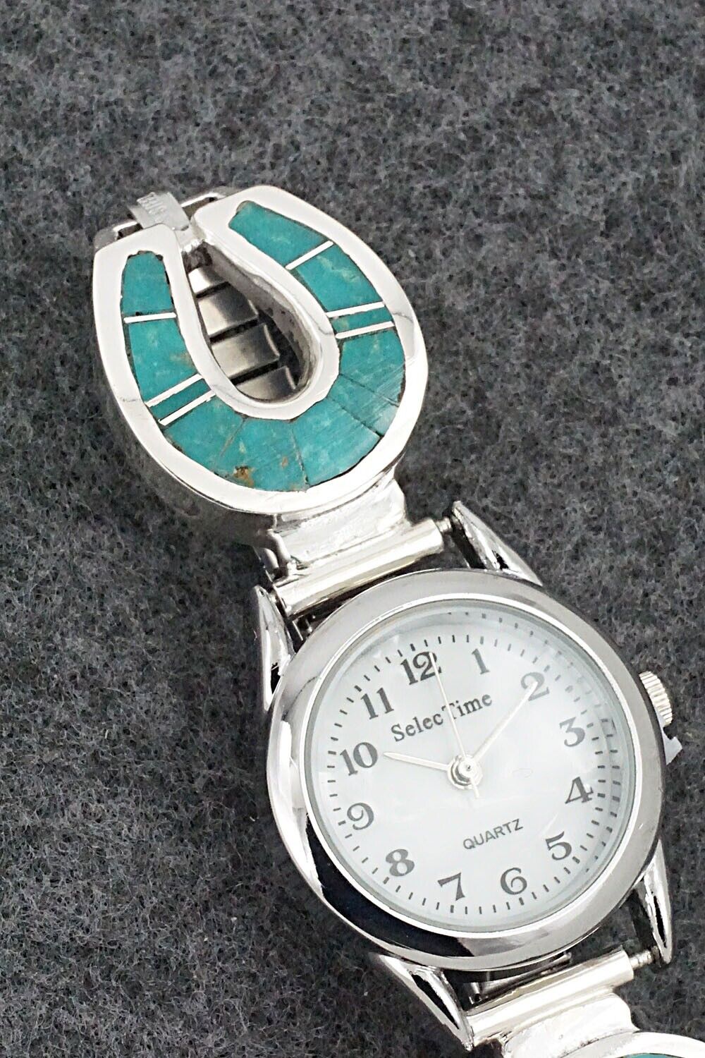 Turquoise & Sterling Silver Watch Bracelet - James Manygoats