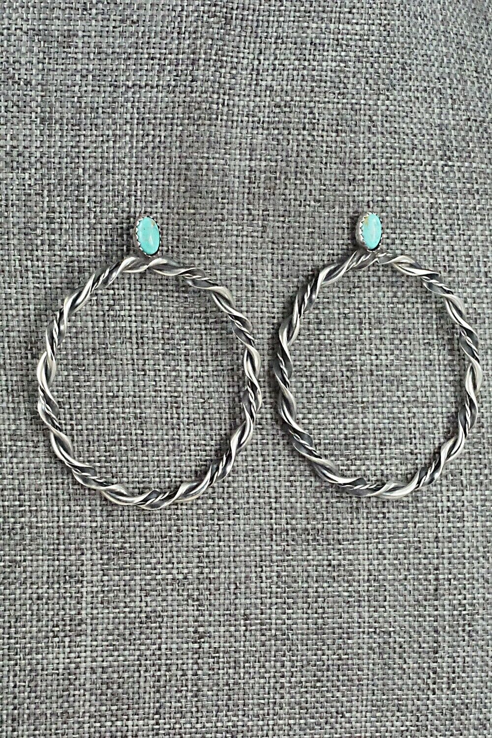 Turquoise & Sterling Silver Earrings - Nelson Leonard Jr.