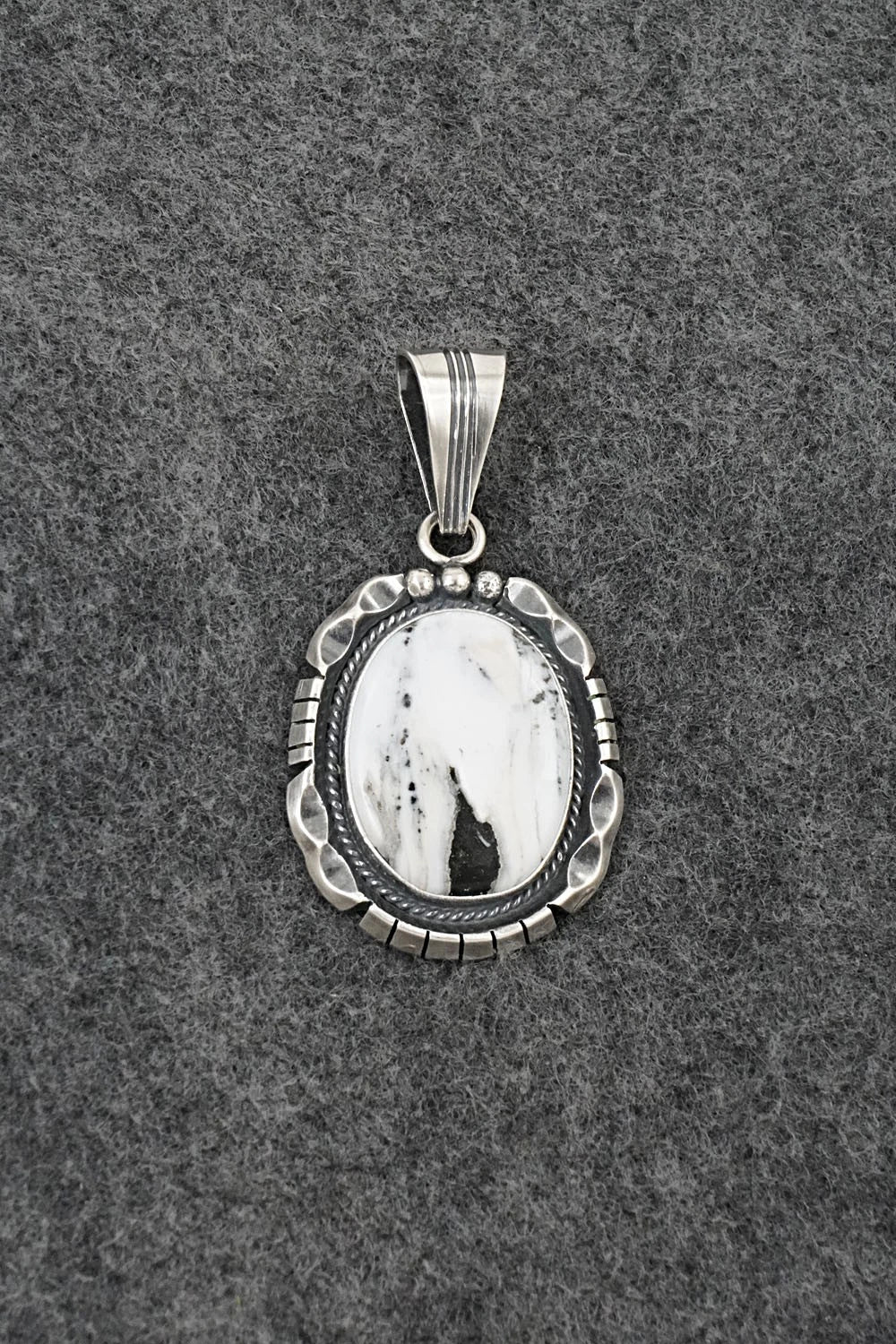 White Buffalo & Sterling Silver Pendant - Samuel Yellowhair