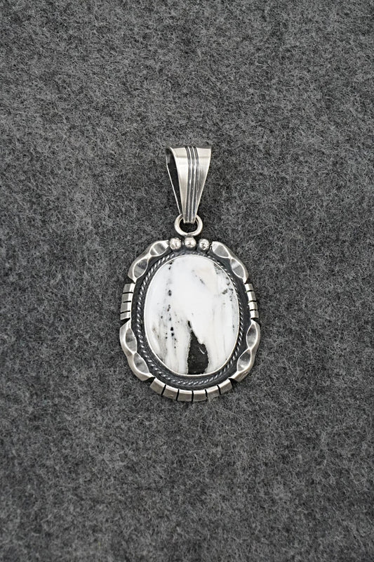 White Buffalo & Sterling Silver Pendant - Samuel Yellowhair