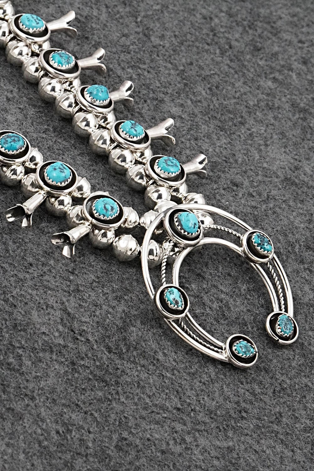Turquoise & Sterling Silver Squash Blossom Set - Phil Garcia