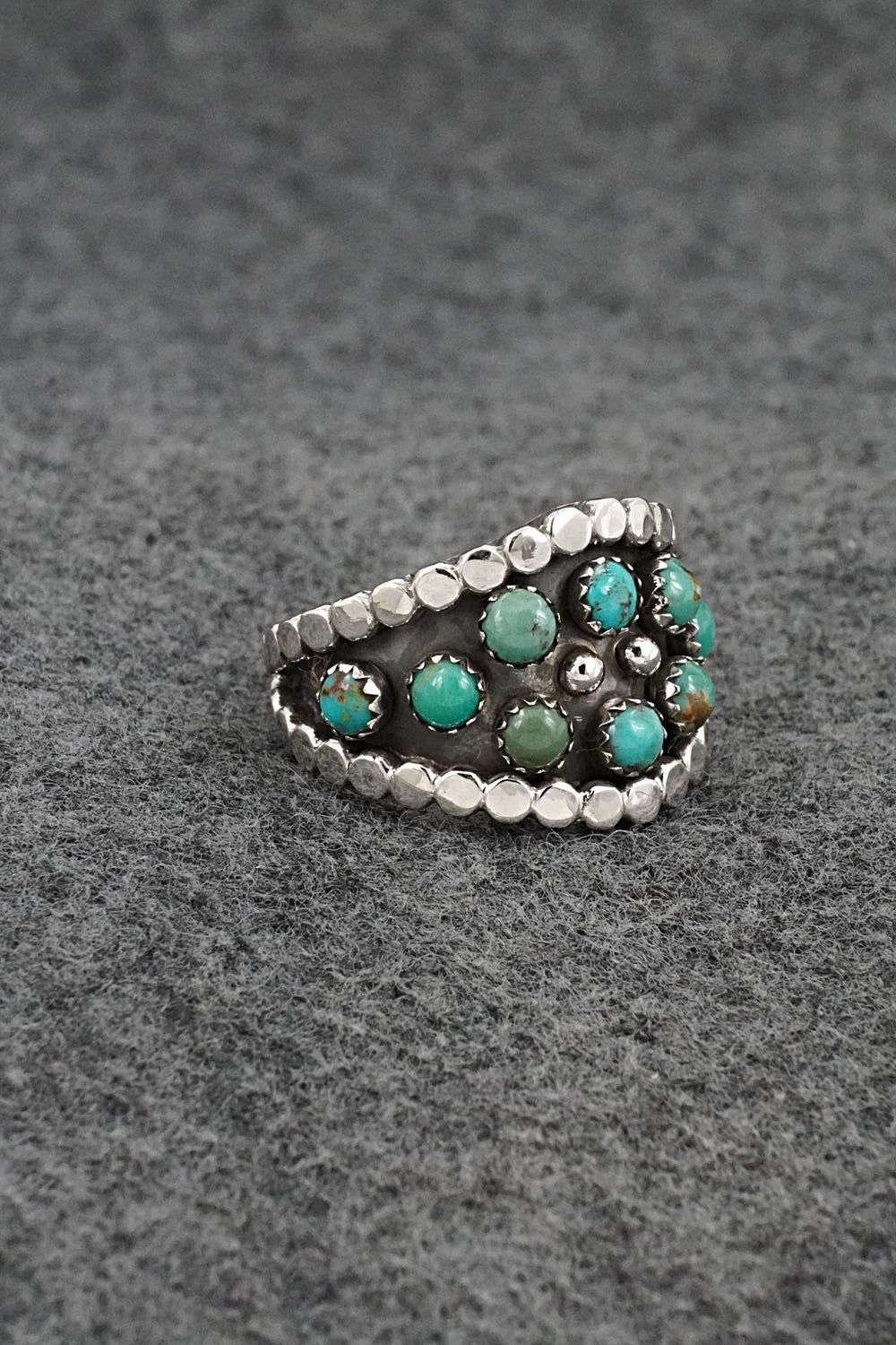 Turquoise & Sterling Silver Ring - Kenny Lonjose - Size 10