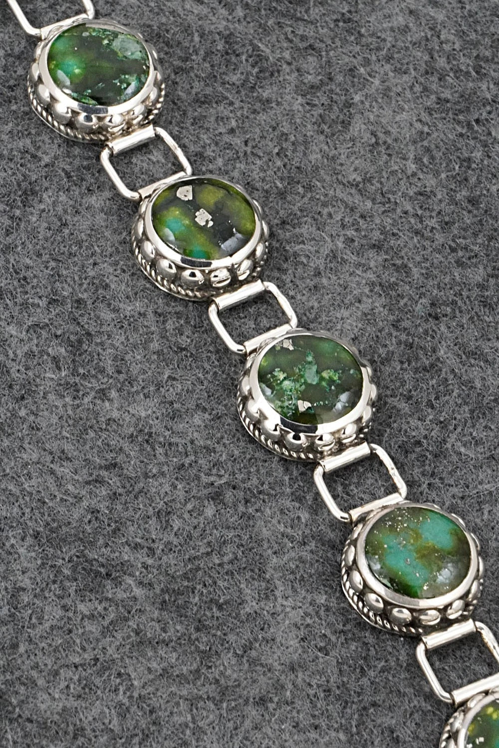 Turquoise & Sterling Silver Link Bracelet - Charleston Willie