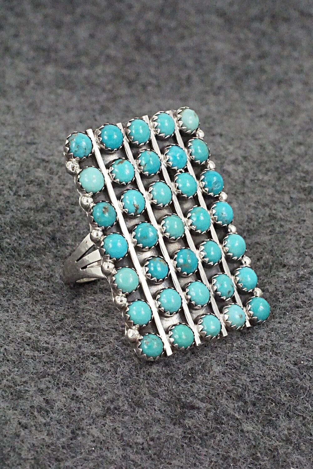 Turquoise & Sterling Silver Ring - Kenny Lonjose - Size 9