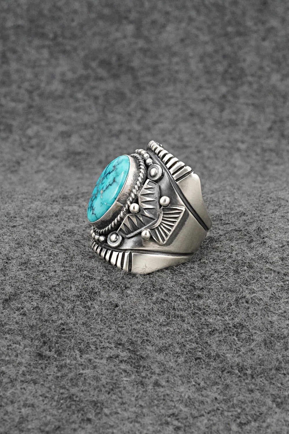 Turquoise & Sterling Silver Ring - Derrick Gordon - Size 7.5