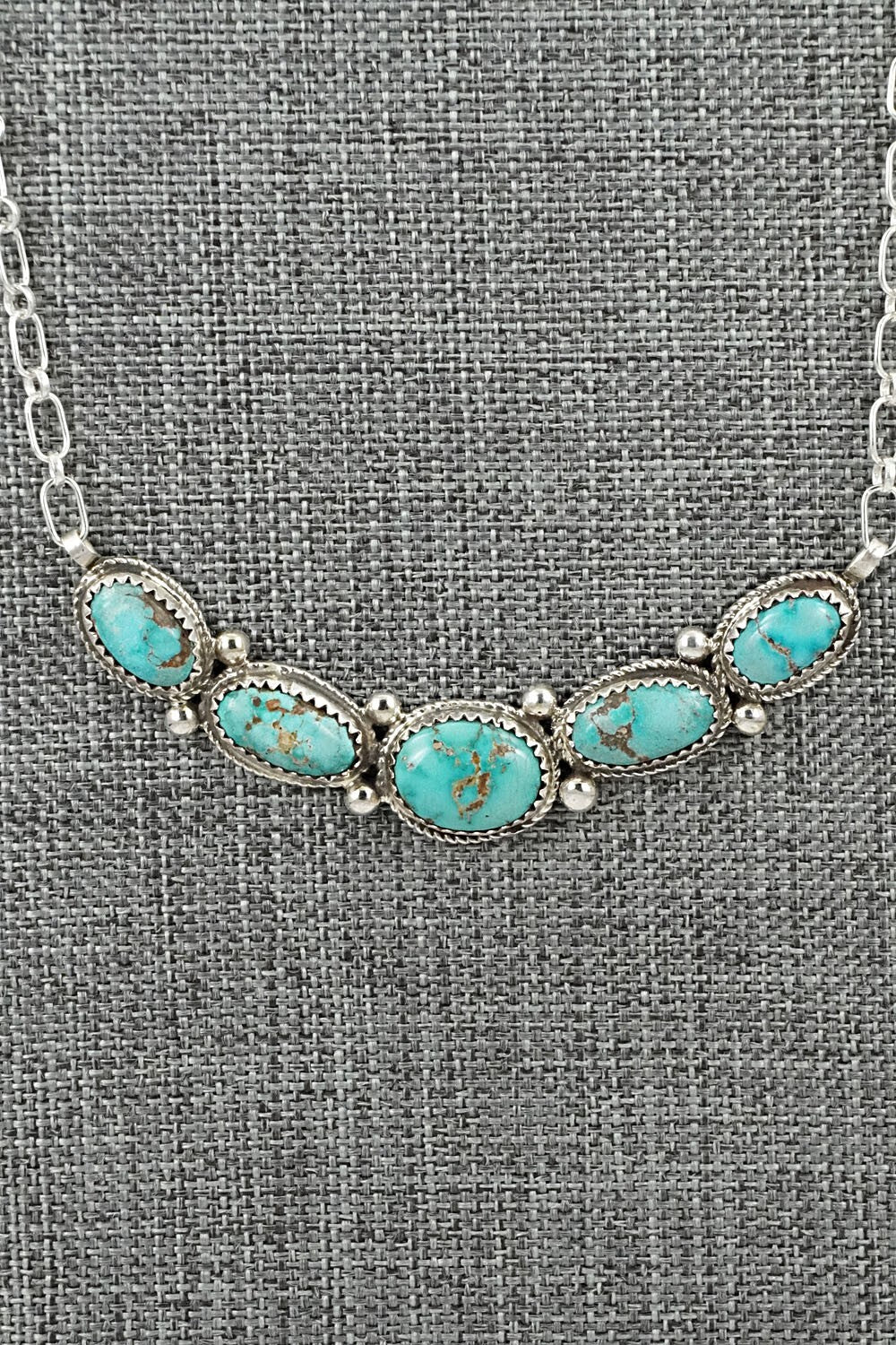 Turquoise & Sterling Silver Necklace - Ernest Hawthorne