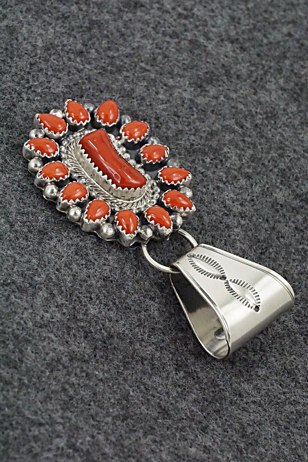 Coral & Sterling Silver Pendant - Tom Lewis