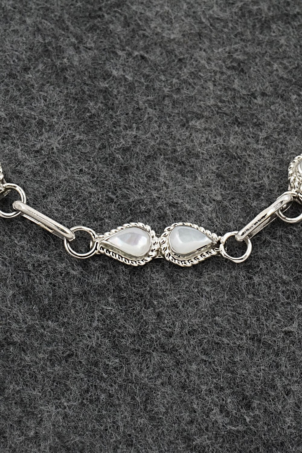 Mother of Pearl & Sterling Silver Link Bracelet - Carol Lateyice