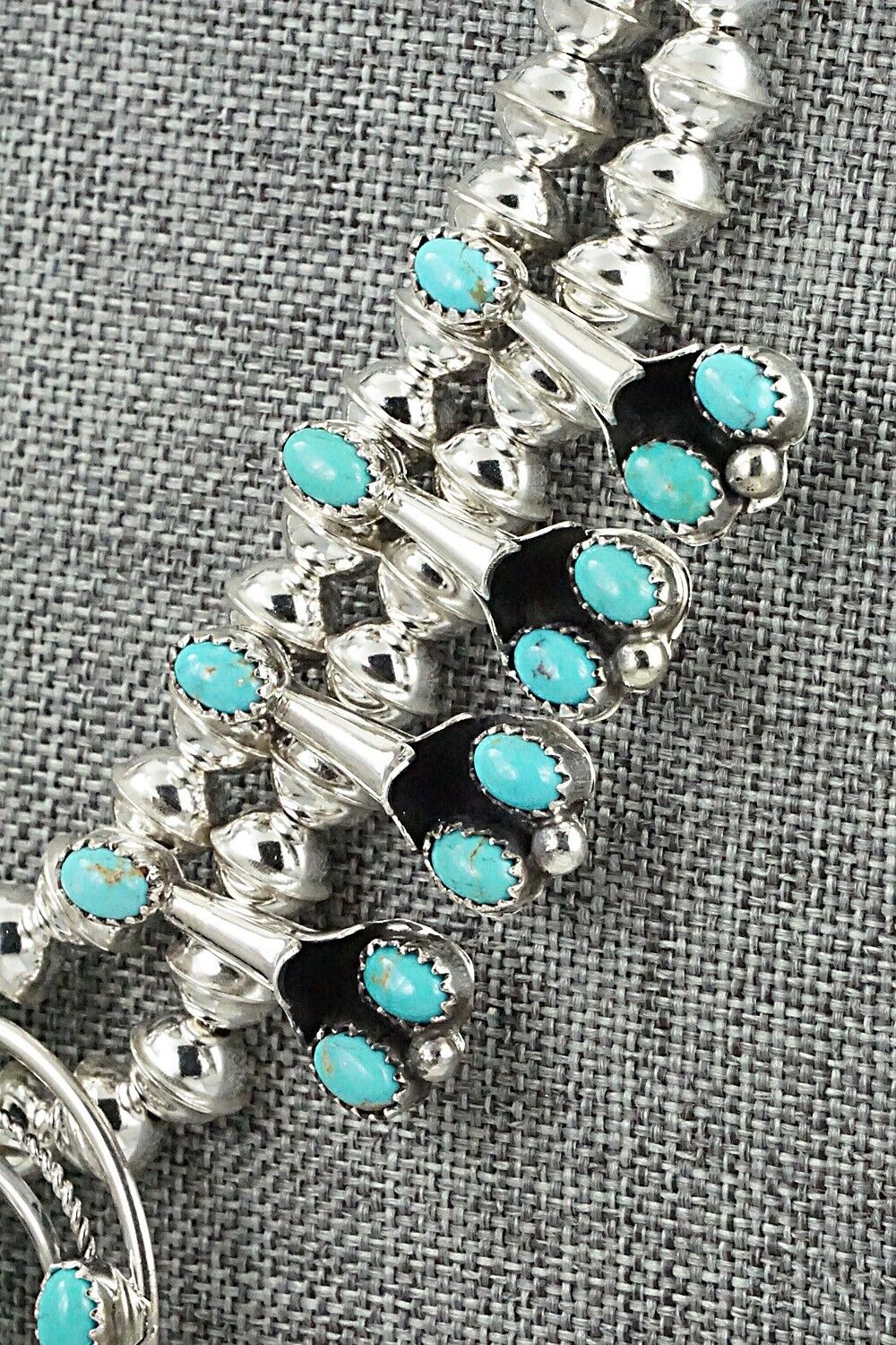 Turquoise & Sterling Silver Mini Squash Blossom Set - Phil Garcia