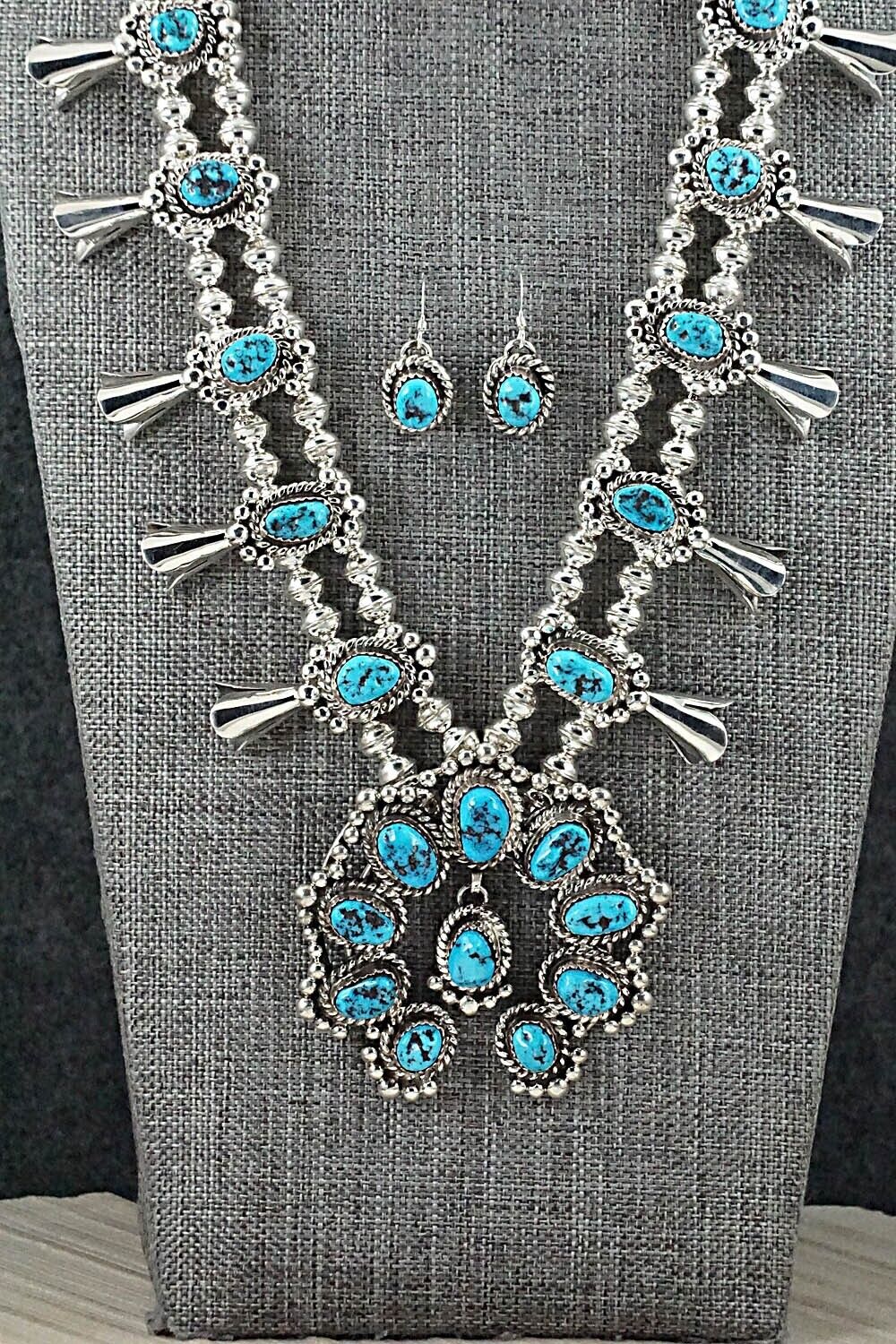 Turquoise & Sterling Silver Squash Blossom Set - Vernon Johnson