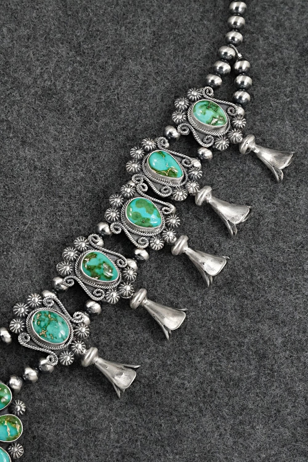 Turquoise & Sterling Silver Squash Blossom Set - Mark Yazzie
