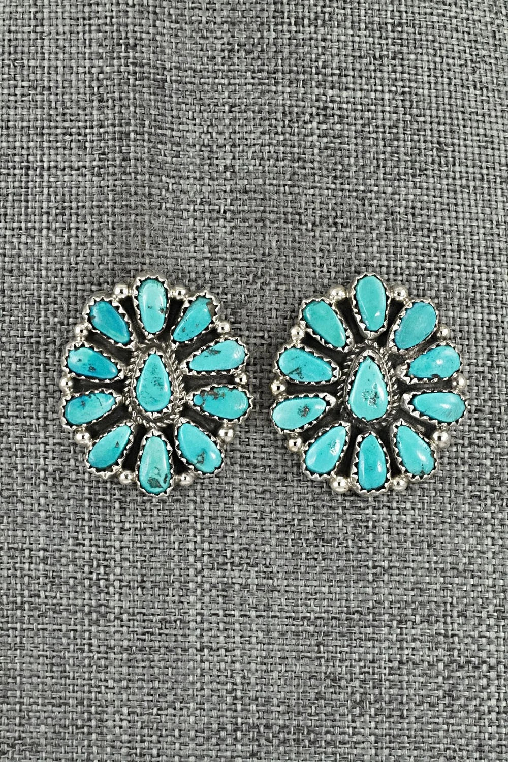 Turquoise & Sterling Silver Squash Blossom Set - Justina Wilson
