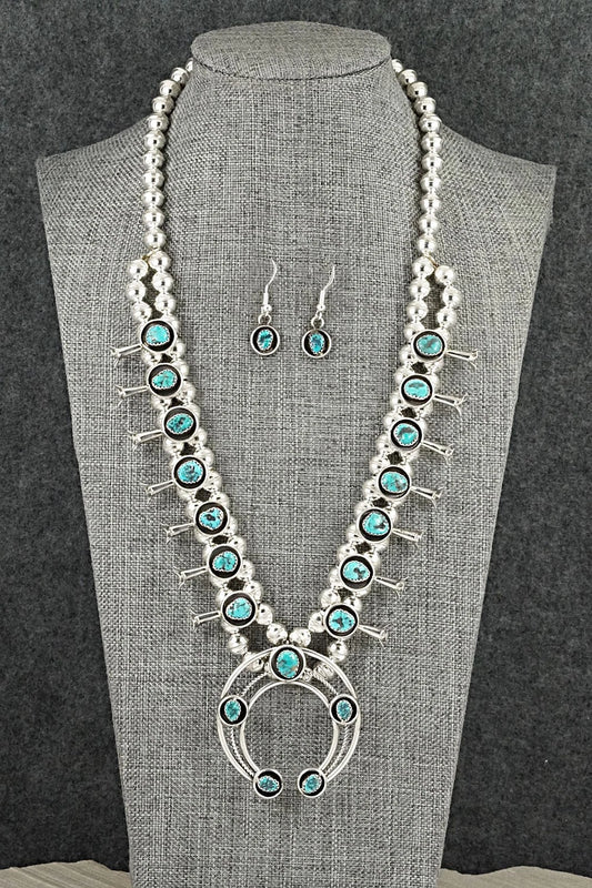 Turquoise & Sterling Silver Squash Blossom Set - Phil Garcia