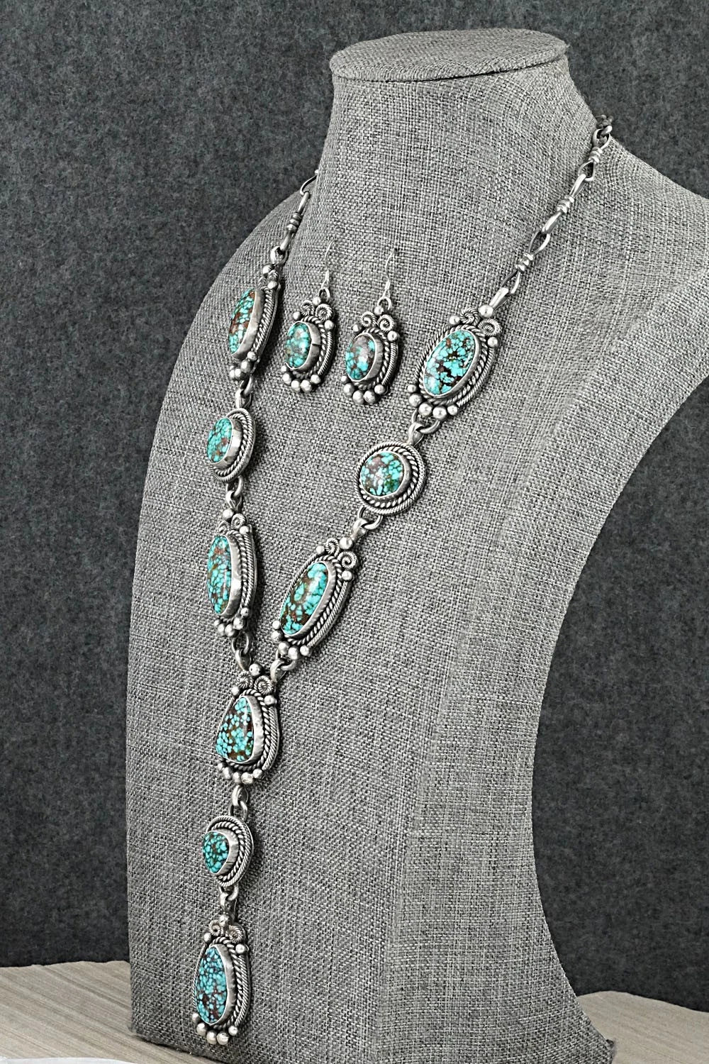 Turquoise & Sterling Silver Necklace and Earrings Set - Rosita Calladitto