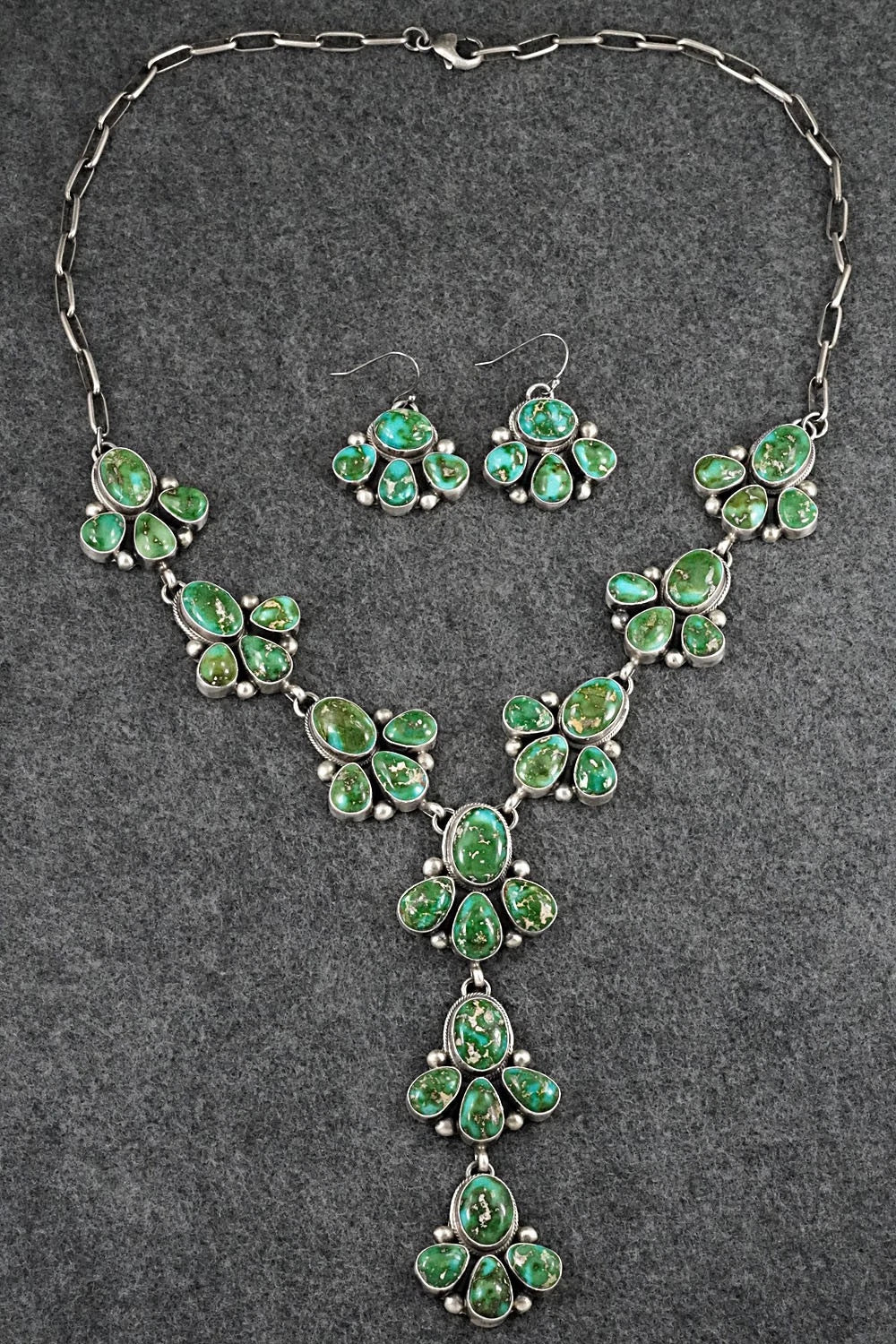 Turquoise & Sterling Silver Necklace and Earrings Set - Kathleen Livingston