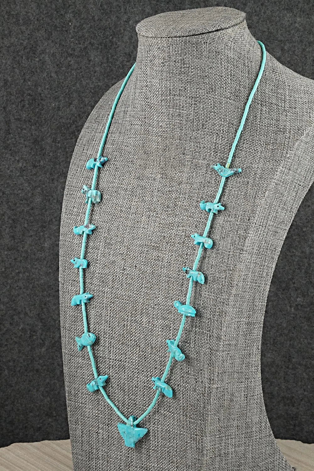 Turquoise Fetish Carving & Sterling Silver Necklace - Hector Goodluck
