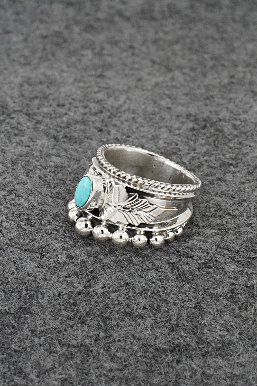 Turquoise & Sterling Silver Ring - Tom Lewis - Size 6.5