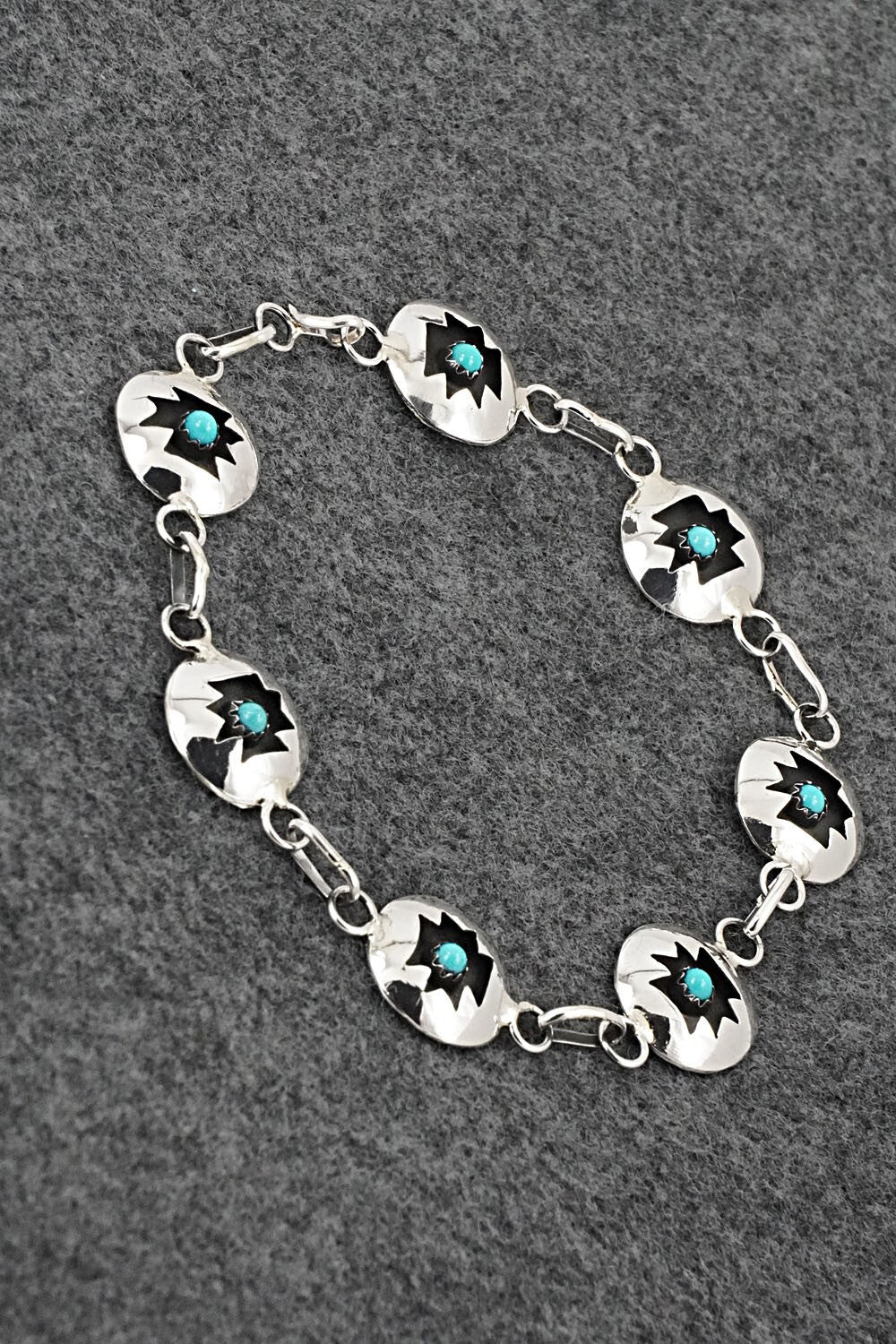 Turquoise & Sterling Silver Link Bracelet - David Morgan