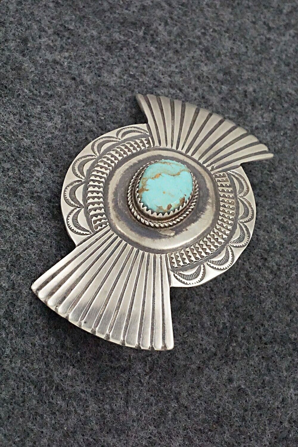 Turquoise & Sterling Silver Hair Barrette - Martha Cayatineto