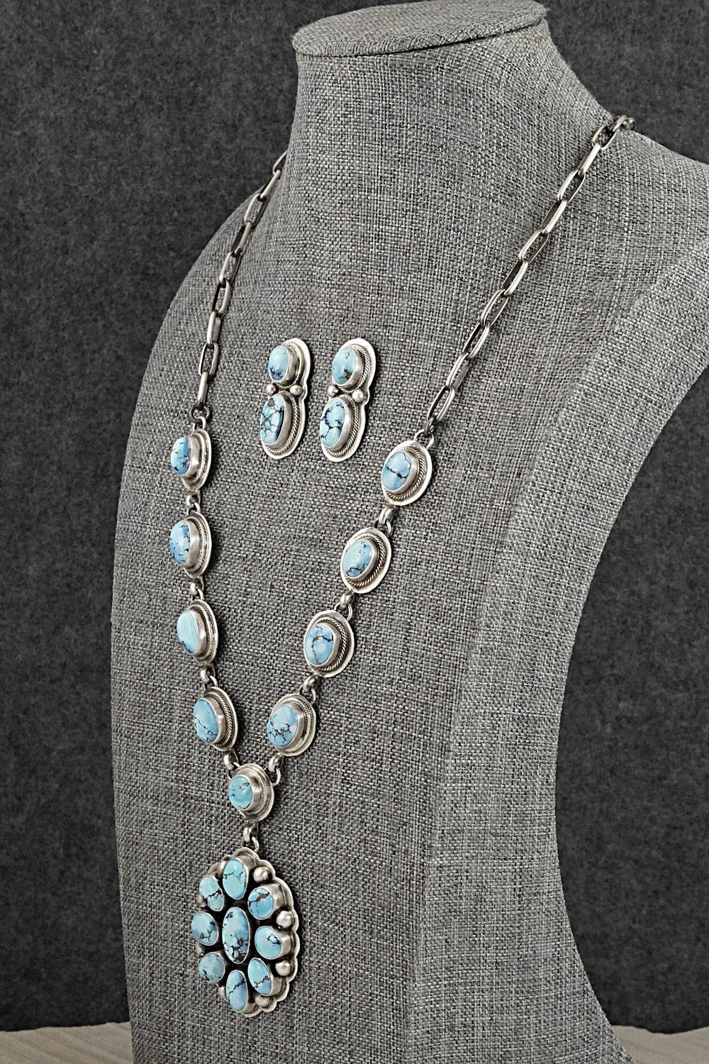 Turquoise & Sterling Silver Necklace and Earrings Set - Kathleen Livingston