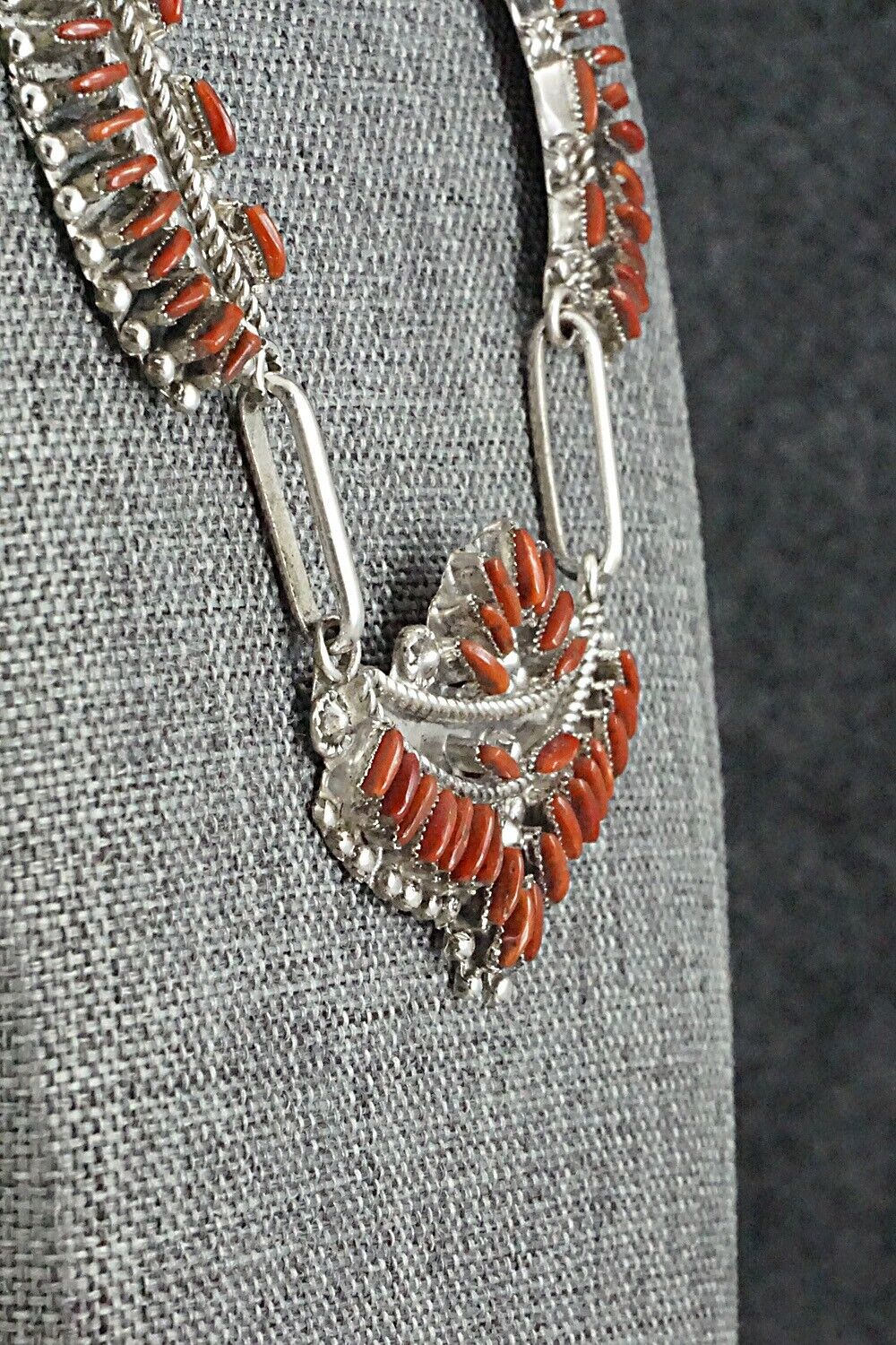 Coral & Sterling Silver Necklace Set - Eva Wyaco