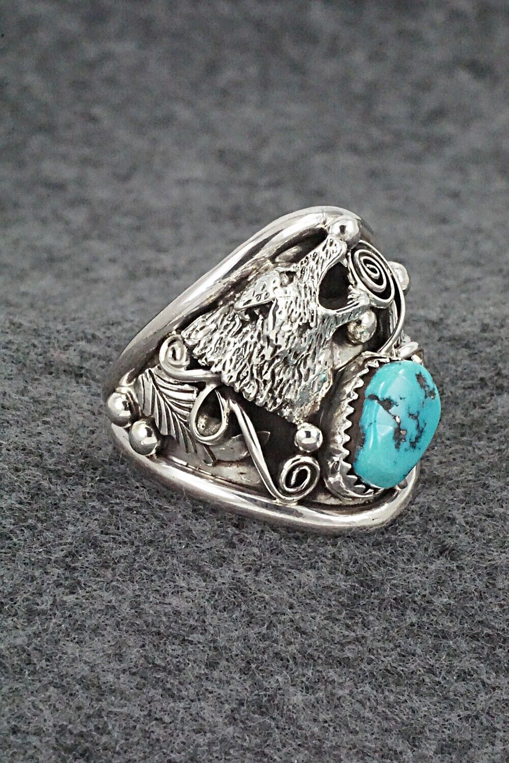 Turquoise & Sterling Silver Ring - Jeannette Saunders - Size 13.5