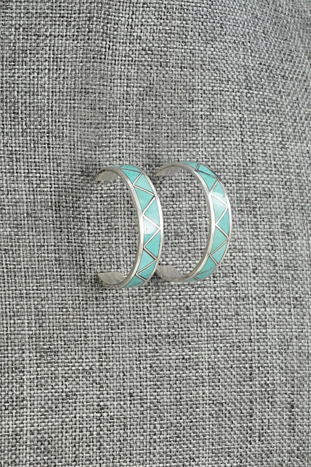 Turquoise Inlay & Sterling Silver Earrings - Joann Peina