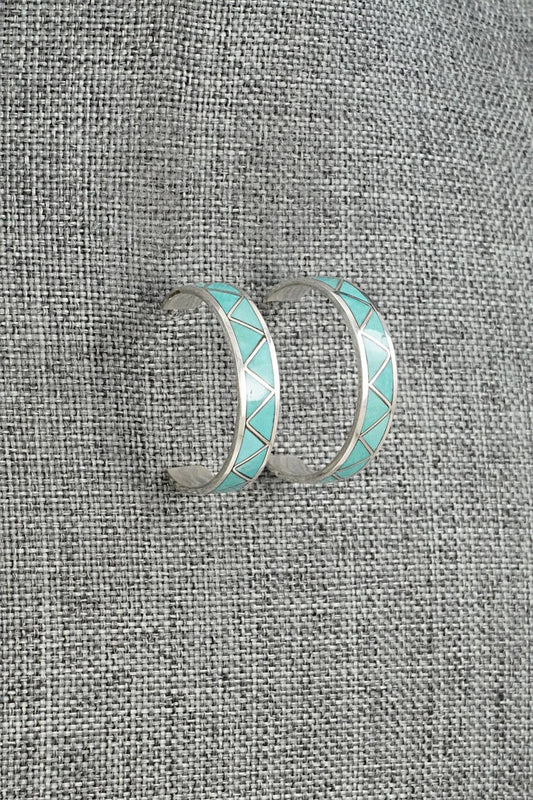Turquoise Inlay & Sterling Silver Earrings - Joann Peina