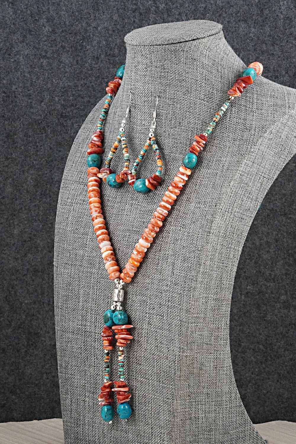 Spiny Oyster, Turquoise & Sterling Silver Necklace Set - Erika Brown