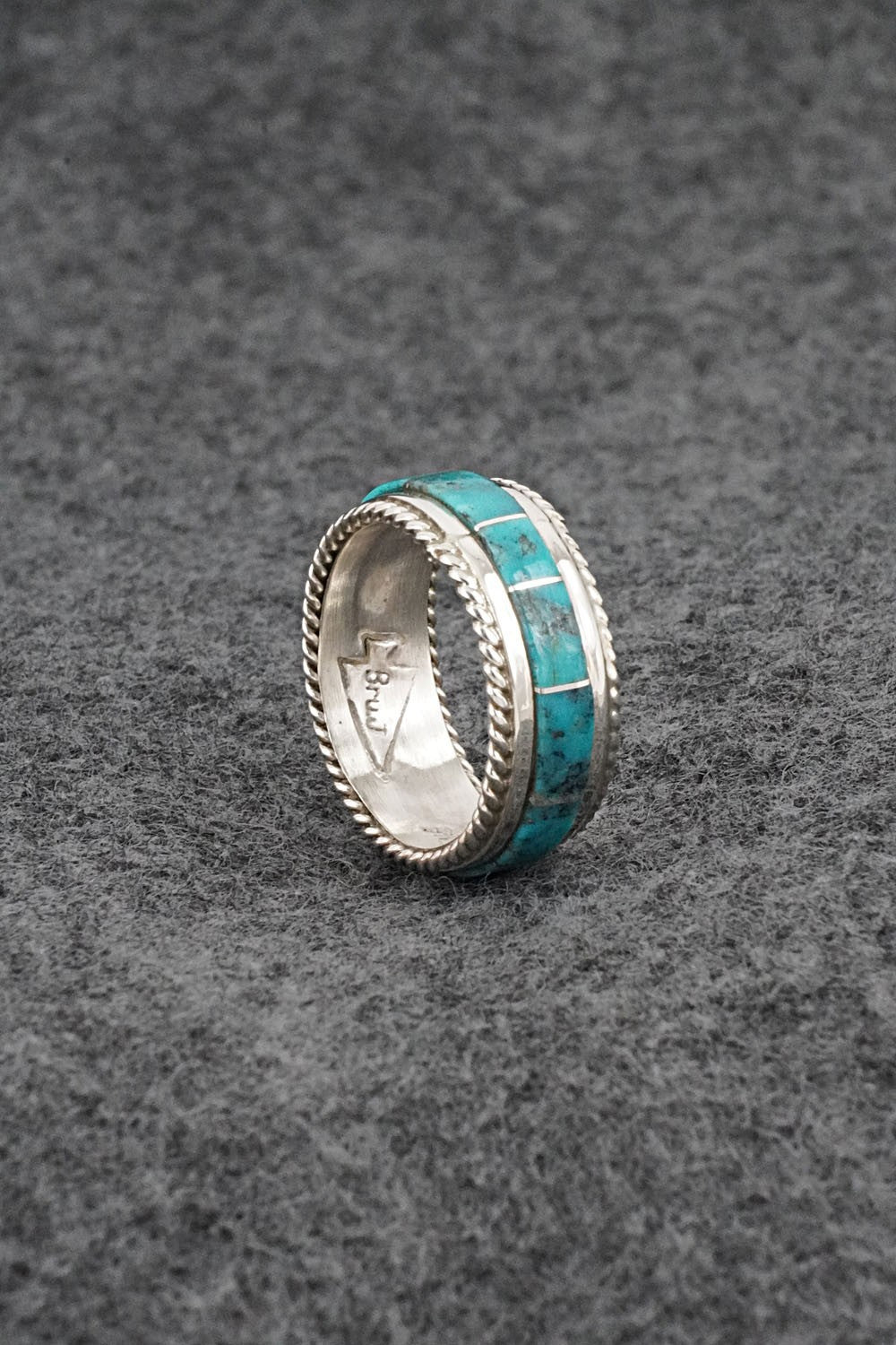Turquoise & Sterling Silver Ring - Bruce Johnson - Size 7