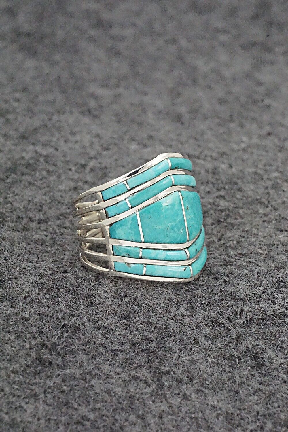 Turquoise & Sterling Silver Ring - Andrew Enrico - Size 8.5