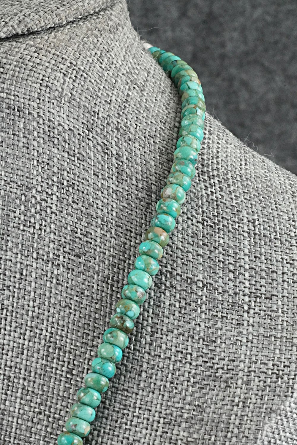 Turquoise, Spiny Oyster & Sterling Silver Necklace 20" - Helen Tsosie