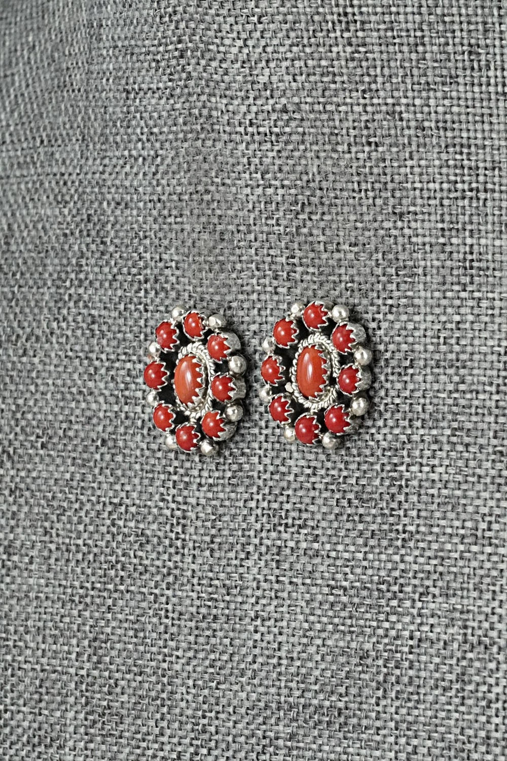 Coral & Sterling Silver Earrings - Nathaniel Curley