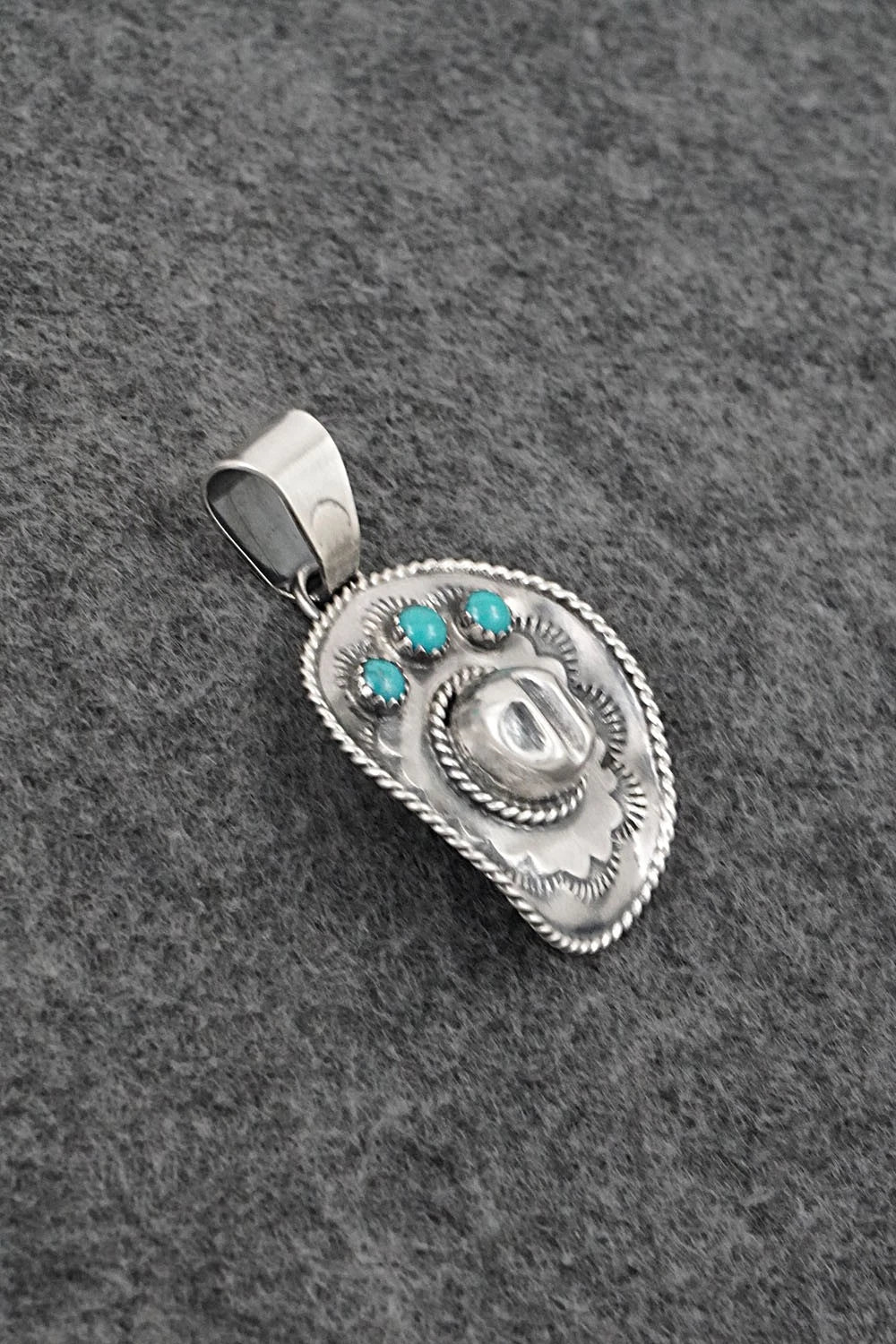 Turquoise & Sterling Silver Pendant - Bobby Platero