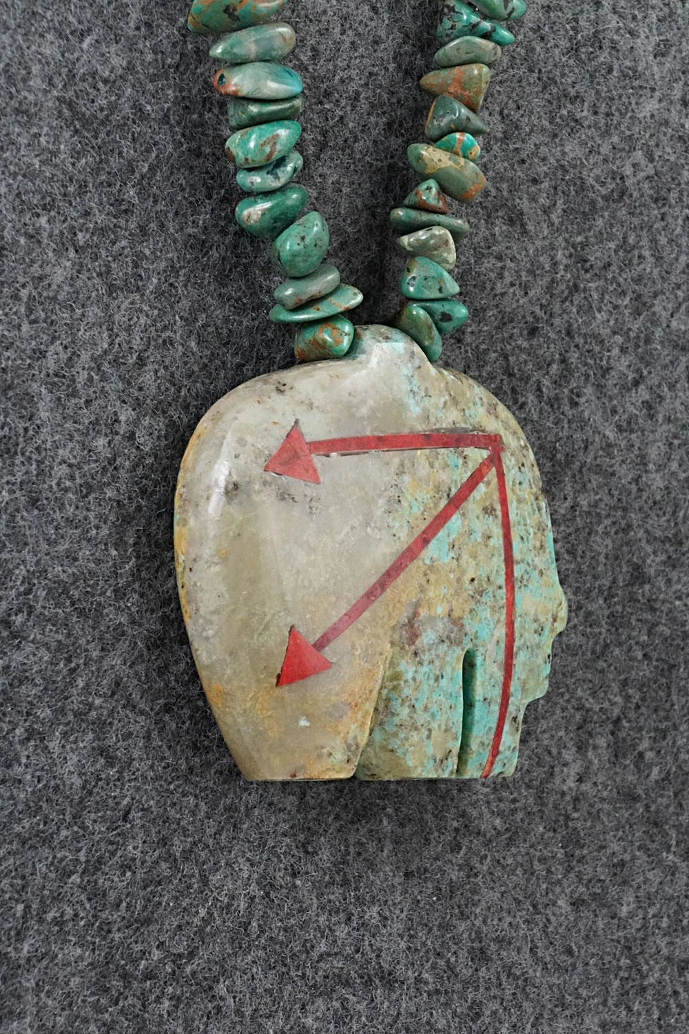 Turquoise Zuni Fetish Carving & Sterling Silver Necklace - Bernard Laiwakete