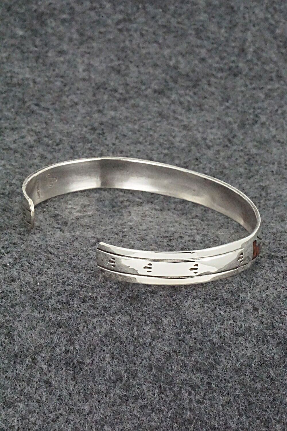 Turquoise, Coral Chip Inlay & Sterling Silver Bracelet - Joleen Yazzie