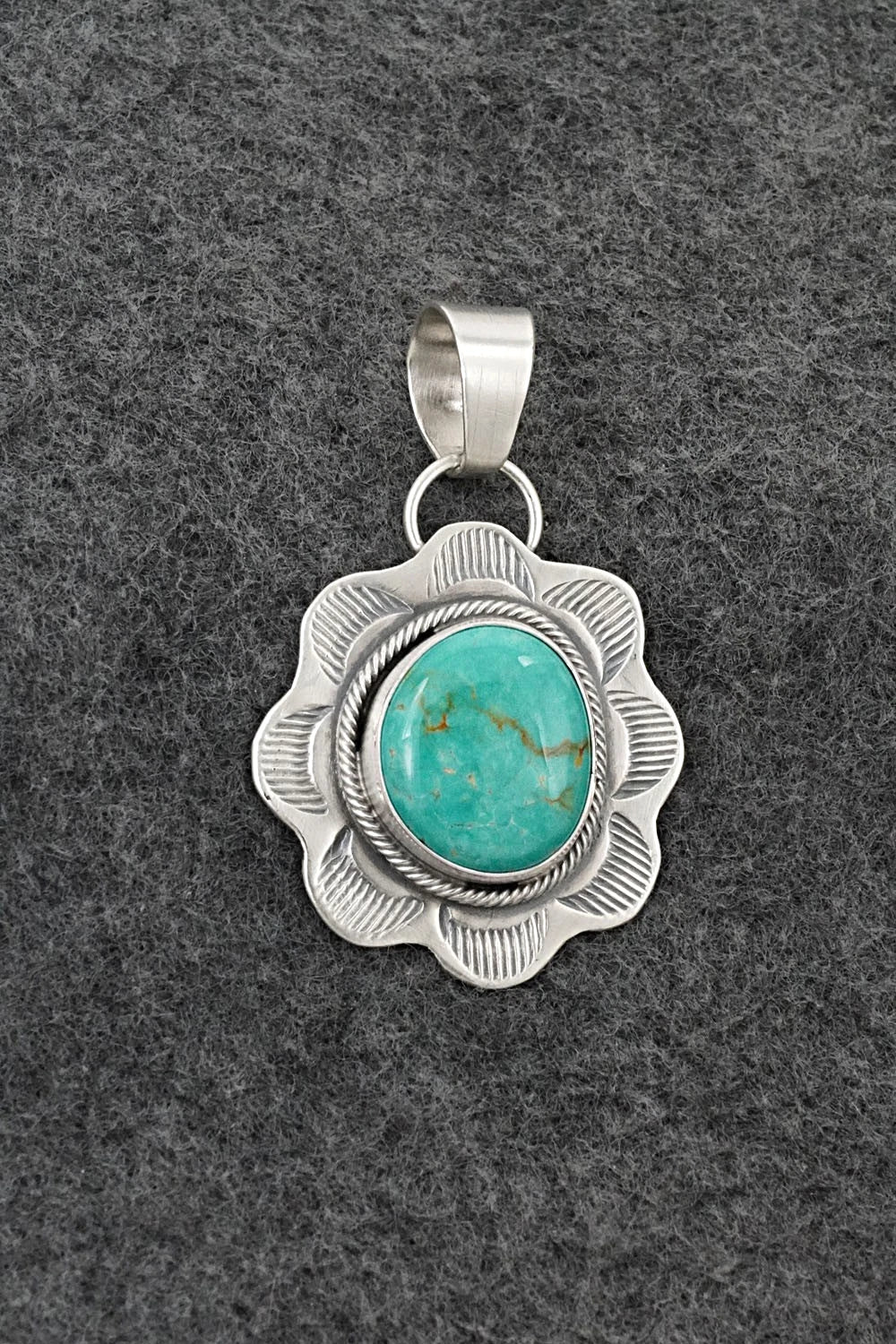 Turquoise & Sterling Silver Pendant - Cordell Platero