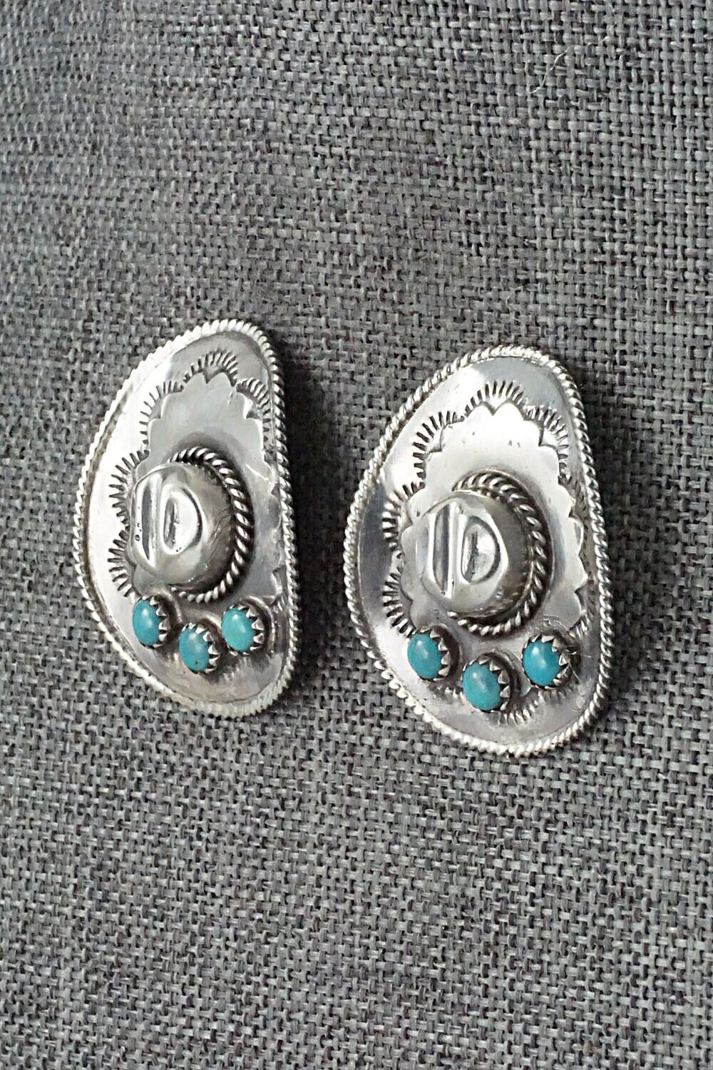 Turquoise & Sterling Silver Earrings - Bobby Platero