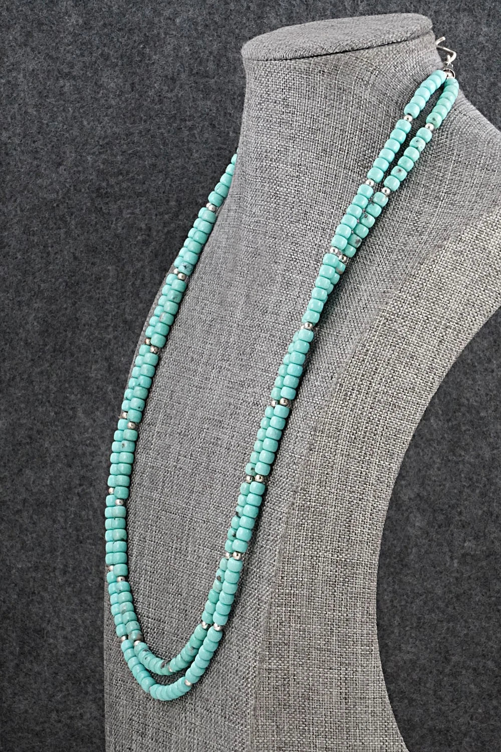 Turquoise & Sterling Silver Necklace 22" - Erika Brown