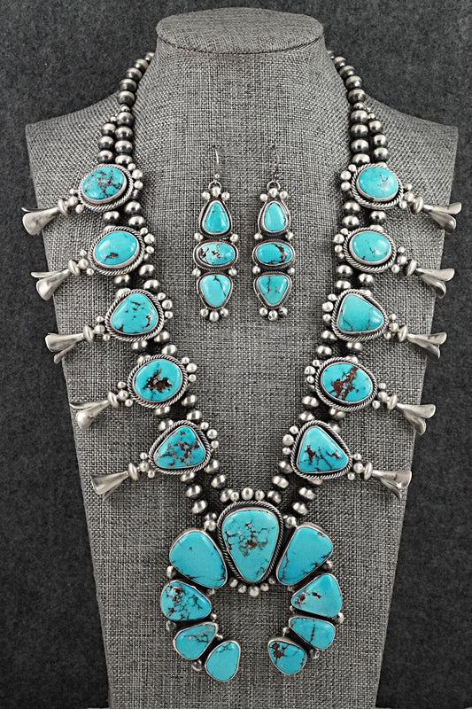 Turquoise & Sterling Silver Squash Blossom Set - Bobby Johnson
