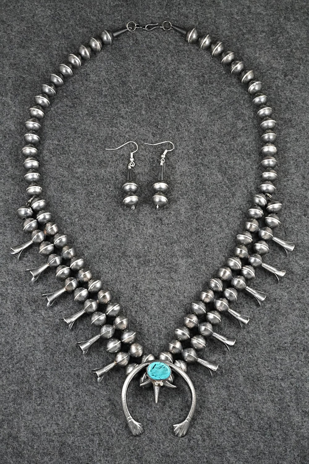 Turquoise & Sterling Silver Squash Blossom Set - Gilbert Martin