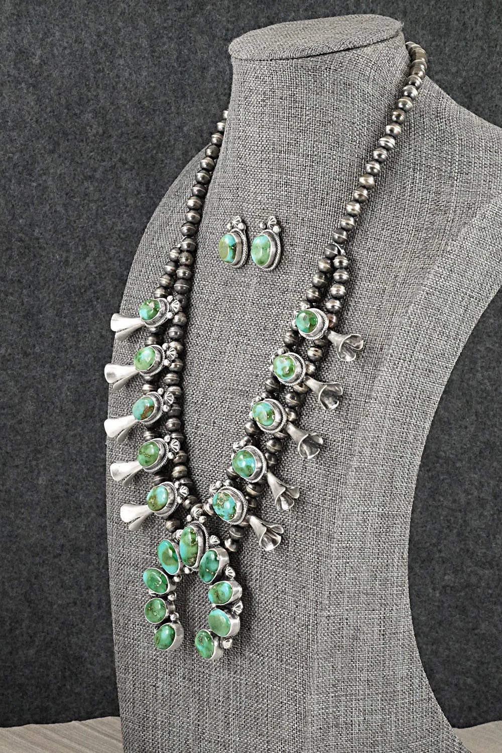 Turquoise & Sterling Silver Squash Blossom Set - Darrin Livingston