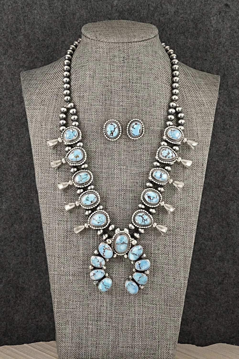 Turquoise & Sterling Silver Squash Blossom Set - Darrin Livingston