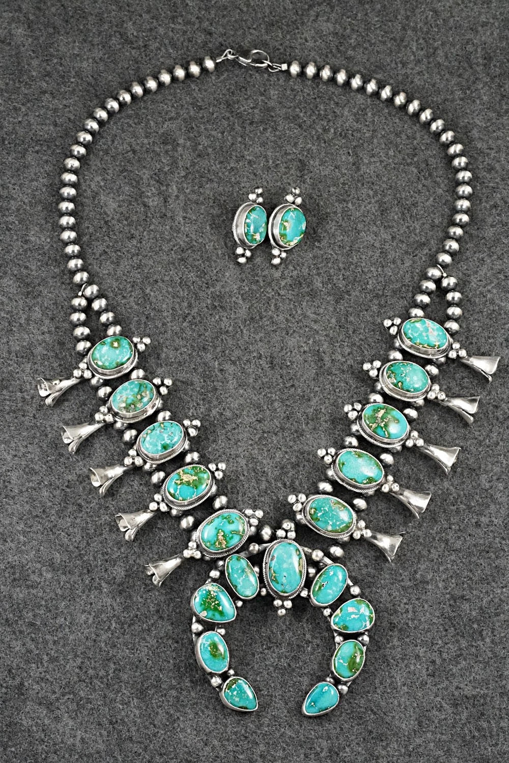 Turquoise & Sterling Silver Squash Blossom Set - Darrin Livingston