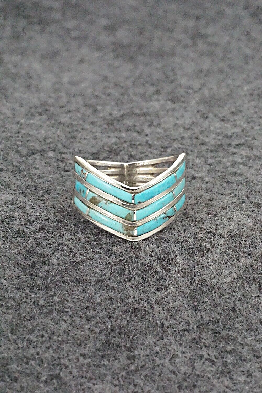 Turquoise & Sterling Silver Ring - Andrew Enrico - Size 7.5